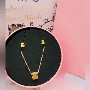Gold Vermeil Bear Necklace and Earring Set